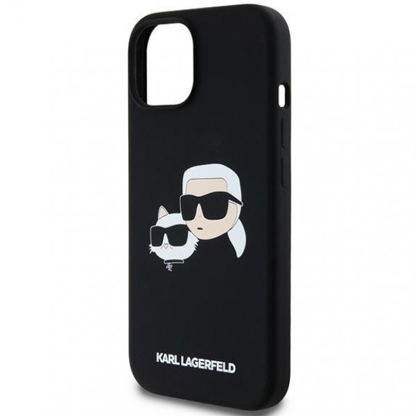  Чохол Karl Lagerfeld Silicone Karl amp; Choupette Head для iPhone 15|14|13 Black with MagSafe (KLHMP15SSKCHPPLK)